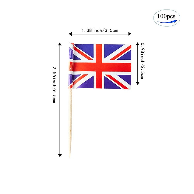mflagperft UK Flag British Flag, Small Mini British Toothpick Flags for Food, Cupcakes, Cocktails, Appetizers, Bar Party Decorations - Image 2